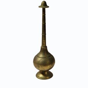 Vtg Indian Brass Rose Water Holy Water Sprinkling Bottle (Gulab Pash) Religious